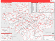 Greensboro-High Point Metro Area Wall Map Red Line Style